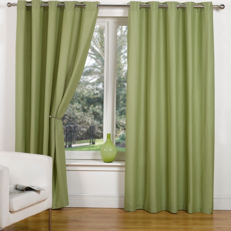 Canvas Eyelet Curtains (90" Width x 90" Drop) - Leaf